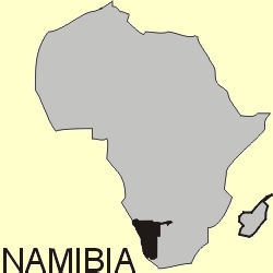 Skizze: Die Lage Namibias auf dem afrikanischen Kontinent